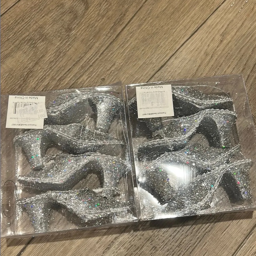 Silver Glitter High Heel Ornaments